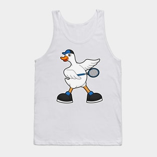 Duck at Tennis with Tennis racket & Cap Tank Top